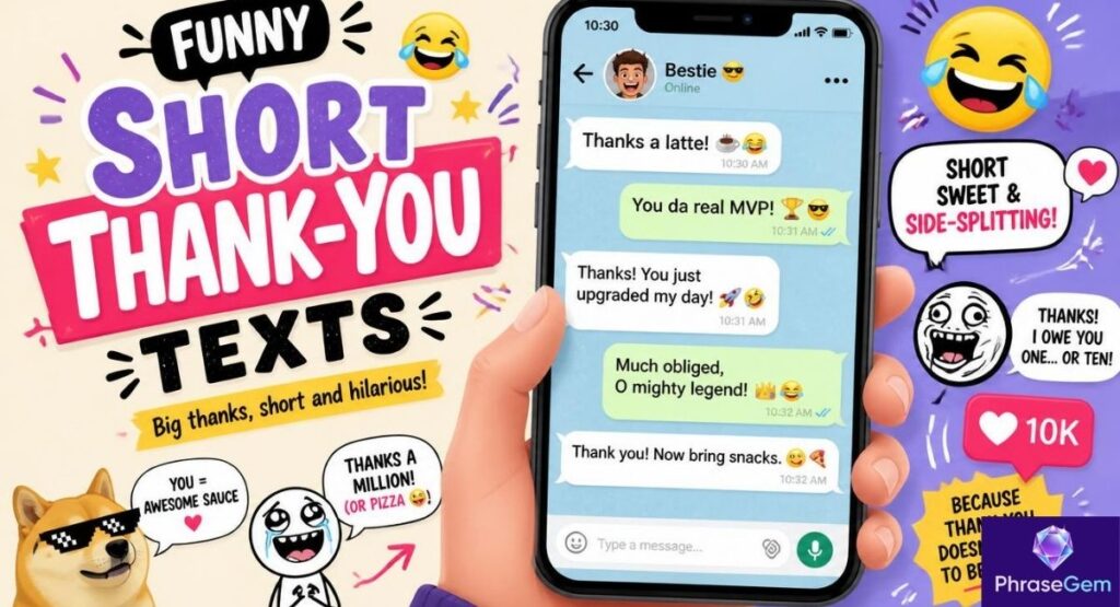 Bonus Section: Funny Short Thank-You Texts