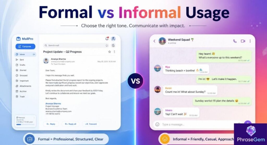 More Formal vs Informal Usage